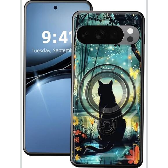 Black Cat Phone Case Cover For Google Pixel 10 Pro XL Military Magnetic Ring - Picture 3 of 10